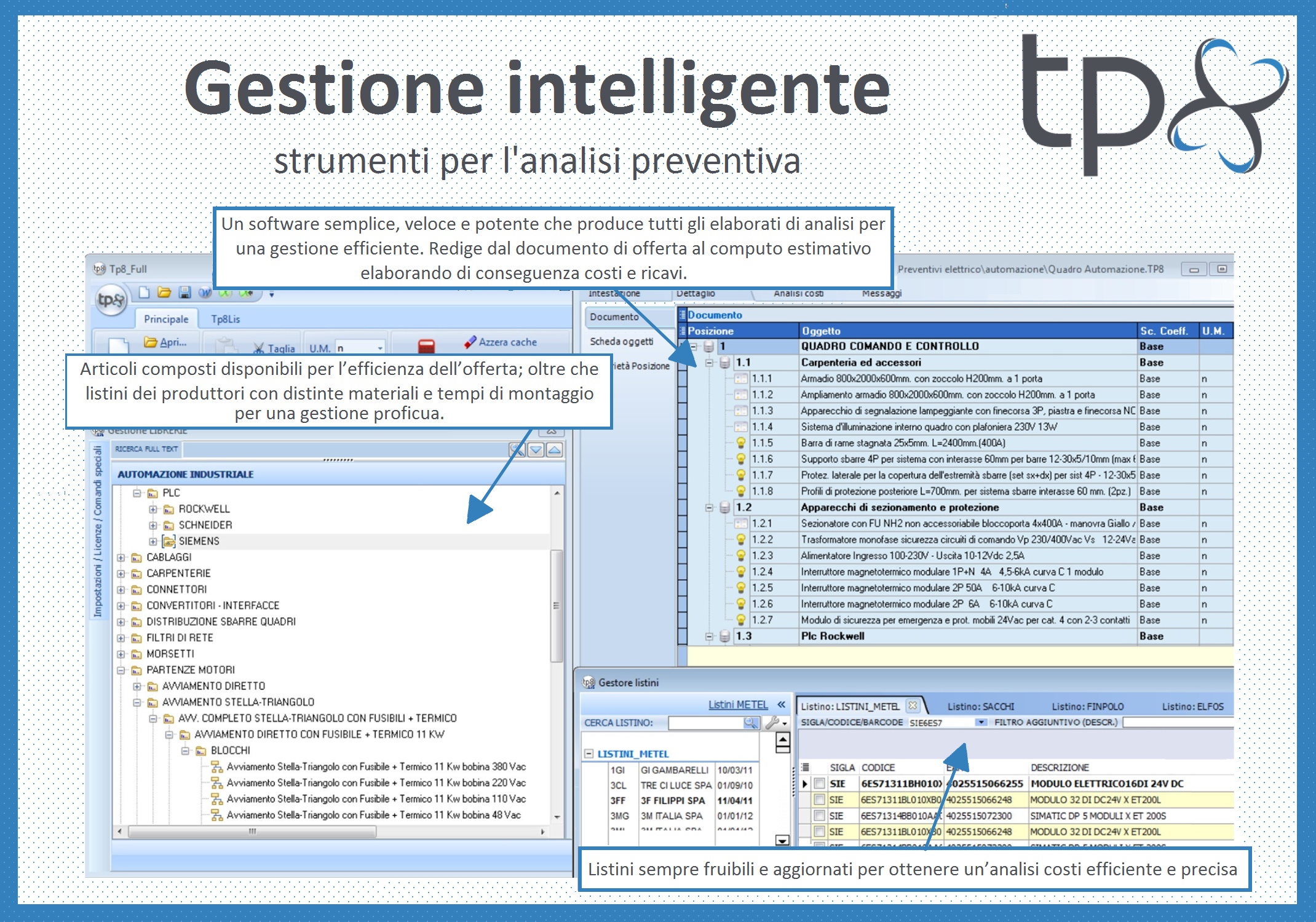 Il software tp8 per l'analisi costi preventiva di impianti di automazione industriale