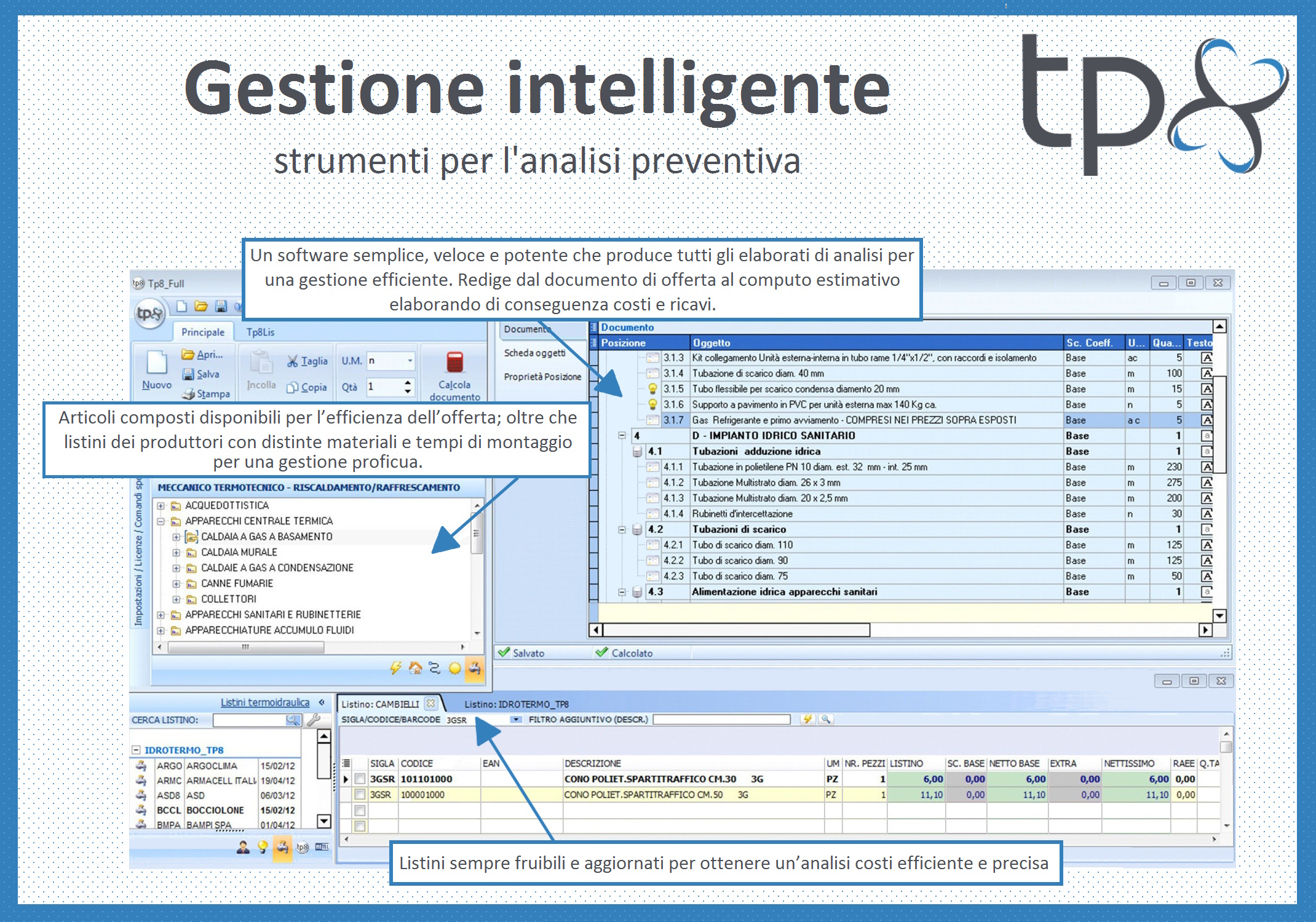 Il software tp8 per l'analisi costi preventiva di impianti termoidraulici